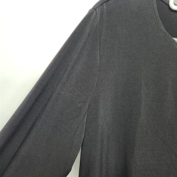 Susan Graver Black Liquid Knit Gold Chain Stretchy Classic Blouse Women's M - Picture 2 of 8